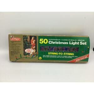 NOS Vintage Joy Brite Christmas Lights 50 Multicolor Indoor/Outdoor Set